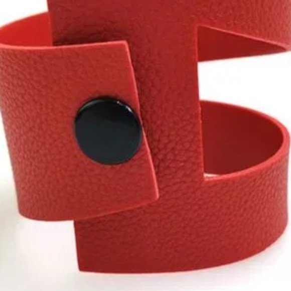NWOT Red Leather Punk Style Bracelet - Picture 4 of 5